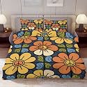 Delerain Comforter Cover Set Twin Size, Retro 70s Hippie Peace Sign 3-Piece Bedding Set for Boys Girls Teens Modern Soft Microfiber Bedroom Set Room Decor, 1 Duvet Cover + 2 Pillowcases
