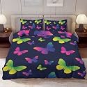 Delerain Comforter Cover Set Twin Size, Vibrant Rainbow Butterfly 3-Piece Bedding Set for Boys Girls Teens Modern Soft Microfiber Bedroom Set Room Decor, 1 Duvet Cover + 2 Pillowcases