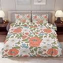 Delerain Comforter Cover Set Twin Size, Vintage Elegant Floral 3-Piece Bedding Set for Boys Girls Teens Modern Soft Microfiber Bedroom Set Room Decor, 1 Duvet Cover + 2 Pillowcases