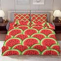 Delerain Comforter Cover Set Twin Size, Fresh Watermelon Slice 3-Piece Bedding Set for Boys Girls Teens Modern Soft Microfiber Bedroom Set Room Decor, 1 Duvet Cover + 2 Pillowcases