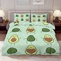Delerain Comforter Cover Set Twin Size, Kawaii Cartoon Avocado 3-Piece Bedding Set for Boys Girls Teens Modern Soft Microfiber Bedroom Set Room Decor, 1 Duvet Cover + 2 Pillowcases