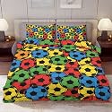 Delerain Comforter Cover Set Twin Size, Rainbow Soccer Ball Sport 3-Piece Bedding Set for Boys Girls Teens Modern Soft Microfiber Bedroom Set Room Decor, 1 Duvet Cover + 2 Pillowcases
