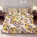 Delerain Comforter Cover Set Twin Size, Leopard Print Spot Flower 3-Piece Bedding Set for Boys Girls Teens Modern Soft Microfiber Bedroom Set Room Decor, 1 Duvet Cover + 2 Pillowcases