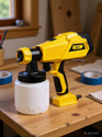 Deli 450W Electric Paint Sprayer Gun with Measuring Cup 800 ml Capacity 700 ml/RPM High-Pressure Spraying Machine for Painting Cars, Wood, Furniture HVLP Sprayer (Yellow)