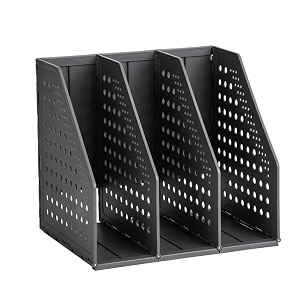 deli plastic collapsible 3 compartments file rack desk organiser for storage home amp office use - dark grey20l x 15w x 18h cm