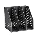 deli Plastic Collapsible 3 Compartments File Rack Desk Organiser For Storage Home & Office Use - Dark Grey,(20L x 15W x 18H cm)