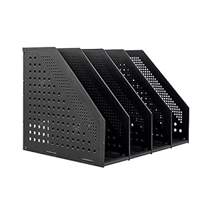 deli desktop magazine holder freestanding desk file organizer 4 compartments plastic vertical file dividers book holder amp tiered shelf cabinet document storage rack dark grey
