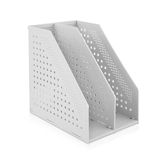 deli plastic w78995 collapsible 3 compartments tiered shelf countertop file rack desk organiser for office desk - white