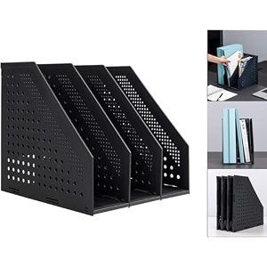 deli plastic w78995 collapsible 3 compartments tiered shelf countertop file rack desk organiser for office desk - white