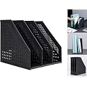 Deli Plastic W78995 Collapsible 3 Compartments Tiered Shelf Countertop File Rack Desk Organiser for Office Desk - White