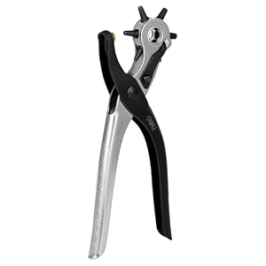 deli dl1919 9 leather hole punch pliers cr-v chrome-plated revolving punching machine with 6 hole sizes for belts watch bands bags dog collars fabric craft projects
