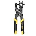 Deli DL1919 9’’ Leather Hole Punch Pliers Cr-V Chrome-plated Revolving Punching Machine with 6 Hole Sizes for Belts Watch Bands Bags Dog Collars Fabric Craft Projects