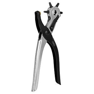 deli dl1919c 934 punch pliers with 6 adjustable hole sizes crv amp cold rolled steel cr-v chrome-plated heat treatment punching repair tool for leather belt eyelet grommet pack of 1 silver