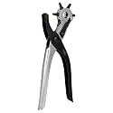 Deli DL1919C 9" Punch Pliers with 6 Adjustable Hole Sizes Crv+ & Cold Rolled Steel Cr-V Chrome-Plated Heat Treatment Punching Repair Tool for Leather Belt Eyelet Grommet (Pack of 1, Silver)