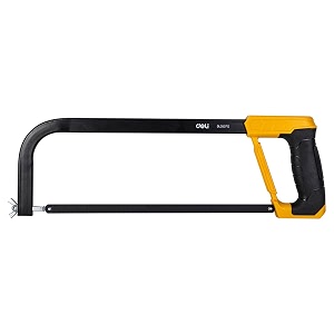 deli dl353712 1234 hacksaw 300mm 65mn steel adjustable blade with coated pp handle hand saw frame repair tool kit for diy sawing ceramic wood metal work pack of 1 yellow black