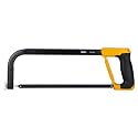 Deli DL353712 12" Hacksaw 300mm 65Mn Steel Adjustable Blade with Coated PP Handle Hand Saw Frame Repair Tool Kit for DIY Sawing Ceramic Wood Metal Work (Pack of 1, Yellow Black)