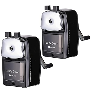 deli w0620 rotary pencil sharpener machine stationery auto feed automatic sharpener - pack of 2 black