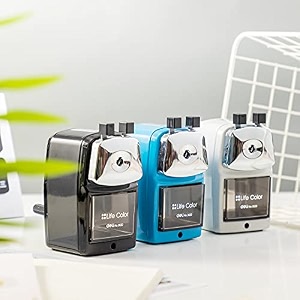 deli w0620 auto-feed rotary 1-hole pencil sharpener for school office  rotary pencil sharpener auto feed table sharpener for graphite amp color pencil - pack of 1 multicolor
