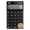deli W1589P Modern Compact Calculator 12 Digit, Black (with Rubber Keys)
