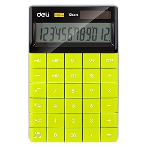 deli w1589 12 digit big size basic calculator with gt function and compact large display - 3 years warranty green black
