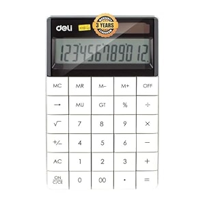 deli e1589 - 12 digit calculator  dual power desktop calculator white pack of 1