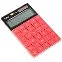 Deli E1589 - 12 Digit Calculator | Dual Power Desktop Calculator (Red, Pack of 1)