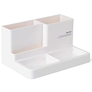 deli plastic w9115 compartment storage stand pencil holder for office home study table organizer stationery multifunctional desktop pen stand office accessories white pack of 1
