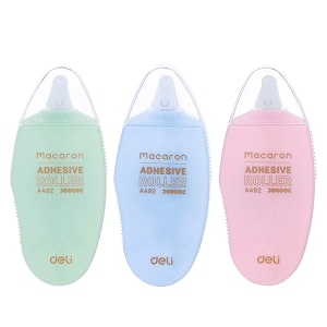 deli macaron wa49201 non-toxic double sided adhesive roller correction tape 8m x 6mm 3 color blue