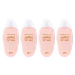 deli macaron wa49201 pink non-toxic double sided adhesive roller correction tape 8m x 6mm 4 pcs