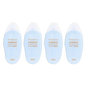 deli macaron wa49201 blue non-toxic double sided adhesive roller correction tape 8m x 6mm 4 pcs