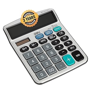 deli wm19710 12 digit metal basic calculator big size with steps check amp correct function  3 years warranty  - silver