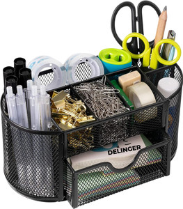 delinger 9 compartments metal desk organizer stationary storage pen pencil office home study table black