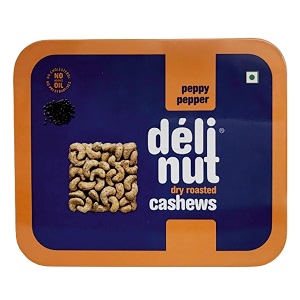 delinut peppy pepper dry roasted cashewskaju 50g  bold amp crunchy ww240 whole cashew nuts  black pepper flavour  fost flavour lock technology  nitrogen flushed  no added oil colors or preservatives
