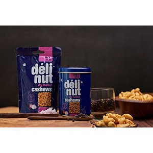 delinut peppy pepper dry roasted cashewskaju 900g  bold amp crunchy ww240 whole cashew nuts  black pepper flavour  fost flavour lock technology  nitrogen flushed  no added oil colors or preservatives