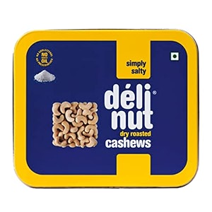 delinut simply salty dry roasted salted cashewskaju 50g  crunchy amp flavourful ww240 whole cashew nuts  fost flavour lock technology  nitrogen flushed  rich in protein amp fiber  no added oil or preservatives