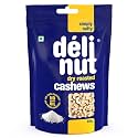 Delinut Simply Salty Dry Roasted Salted Cashews/Kaju 80g | Crunchy &amp; Flavourful WW240 Whole Cashew Nuts | FOST Flavour Lock Technology | Nitrogen Flushed | Rich in Protein &amp; Fiber | No Added Oil or Preservatives