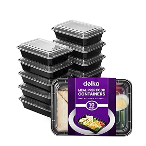 delka meal prep container - 32 oz  bpa free reusable food storage containers  microwave freezer and dishwasher safe  leak-proof and stackable for healthy meal planning and