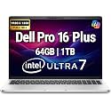 Dell Pro 16 Plus PB16250 (Replaces Latitude 5550) AI Business Notebook 16" FHD+ Intel Ultra 7-265U, 64GB DDR5 RAM, 1TB SSD PCIe, Wi-Fi 6E, BT, Backlit Keyboard, HD Webcam, RJ-45, Win 11 Pro - Silver