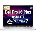 Dell Pro 16 Plus PB16250 (Replaces Latitude 5550) AI Business Notebook 16" FHD+ Intel Ultra 7-265U, 16GB DDR5 RAM, 1TB SSD PCIe, Wi-Fi 6E, BT, Backlit Keyboard, HD Webcam, RJ-45, Win 11 Pro - Silver