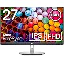 Dell S2721H 27-inch Full HD 1920 x 1080p, 75Hz IPS LED LCD Thin Bezel Adjustable Gaming Monitor, 4ms Grey-to-Grey Response Time, Built-in Dual Speakers, HDMI ports, AMD FreeSync, Platinum Silver
