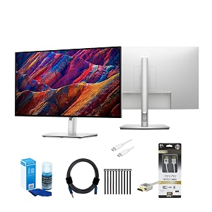 dell u2723qe ultrasharp 27-inch 4k usb-c hub monitor bundle with hdmi cable usb-c charging cable screen cleaner adapter cable and hook-and-loop fastening cable ties 6 items