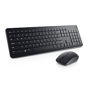 dell wireless keyboard and mouse - km3322w wireless - 24ghz optical led sensor mechanical scroll anti-fade plunger keys 6 multimedia keys tilt leg - black
