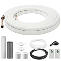 DELLA 16 Ft Mini Split Line Set, Includes 1/4" &amp; 1/2" O.D. Copper Pipes with Flared Nuts and a 3/8" Thick White PE Insulated Coil, Perfect for Mini Split AC and other HVAC Systems
