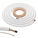 DELLA 35 Ft Length Central Air Conditioner Line Set, 3/8" &amp; 3/4" O.D. Copper Pipes and 3/8" Thick White XPE Insulated Foam, Compatible with Central AC, Heat Pumps &amp; Other HVAC Systems