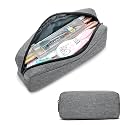 Della Gao Small Pencil Case Large Capacity Pencil Pouch Marker Pen Bag Coin Pouch Office Stationery Organizer (Grey)