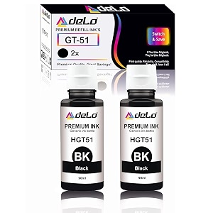 delo gt-51 compatible refill ink for hp gt 5810 5820 5821 310 315 319 415 419 410 printer - compatible with gt51ink code black 2 pc