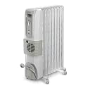 DELONGHI KH770925V 9 Fin Oil Filled Radiator Room Heater with Fan (White, 2500Watts)