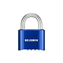 DELSWIN 4-Digit Combination Lock Outdoor Padlock - Heavy Duty Locker Lock with Hardened Steel Shackle, Waterproof Combo Lock for Gym Locker, Hasp Storage, Shed, Fence, Gate (Blue,1Pcs)