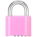 DELSWIN 4-Digit Combination Lock Outdoor Padlock - Heavy Duty Locker Lock with Hardened Steel Shackle, Waterproof Combo Lock for Gym Locker, Hasp Storage, Shed, Fence, Gate (Pink,1Pcs)