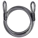 DELSWIN Security Steel Cable with Loops - 3/8 inch (10 mm) Thick (6' or 15') Heavy Duty Bike Lock Cable Vinyl Coated Braided Cables for U-Lock and Padlock